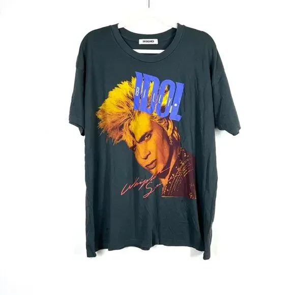 DAYDREAMER NWOT Billy Idol Whiplash Merch Tee Medium Oversized Vintage Black - Picture 2 of 9